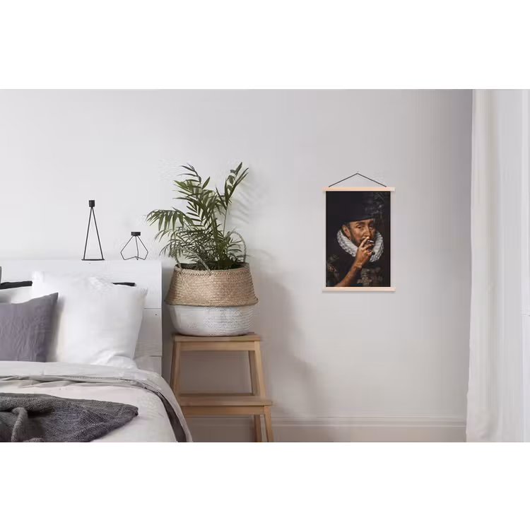 Willem van Oranje - Adriaen Thomasz - Sigaretten textielposter latten blank klein -woonkamer
