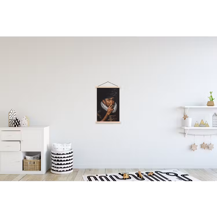 Willem van Oranje - Adriaen Thomasz - Sigaretten textielposter latten blank klein -kinderkamer