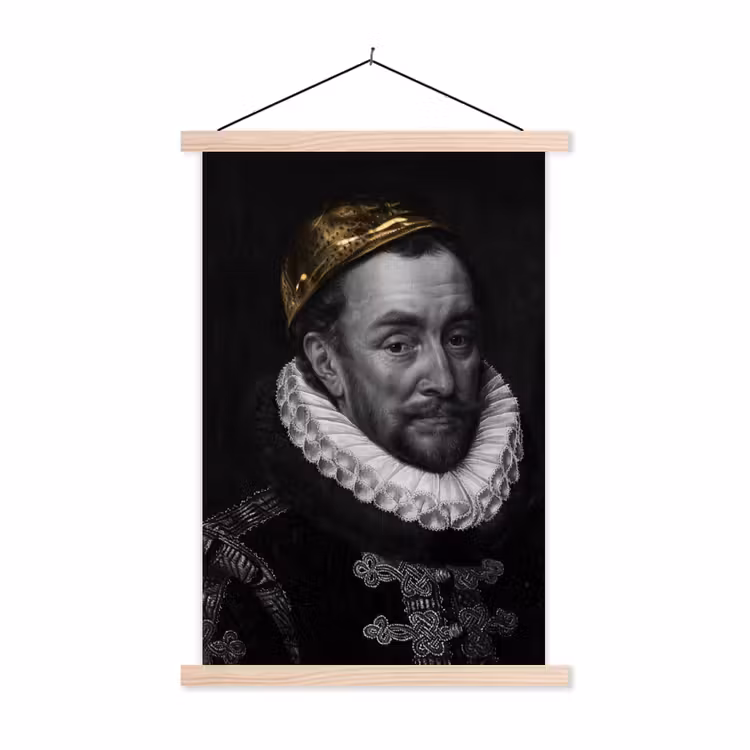 Willem van Oranje - Adriaen Thomasz - Goud textielposter latten blank klein -3d