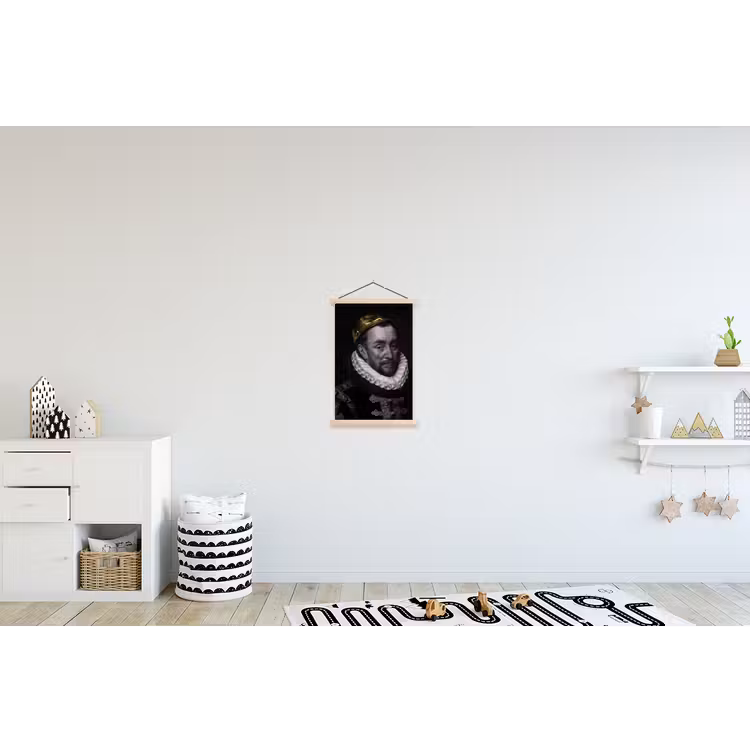 Willem van Oranje - Adriaen Thomasz - Goud textielposter latten blank klein -kinderkamer