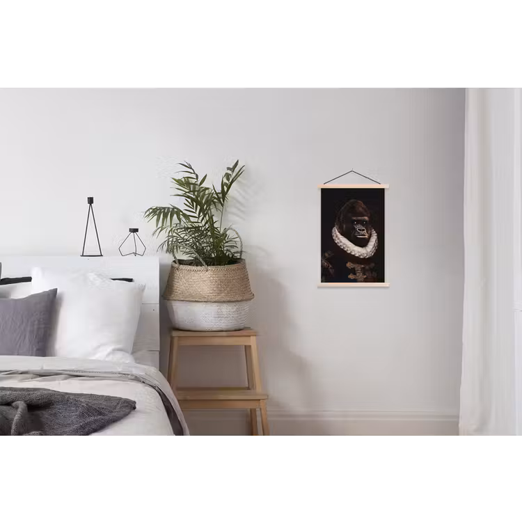 Willem van Oranje - Adriaen Thomasz - Aap textielposter latten blank klein -woonkamer