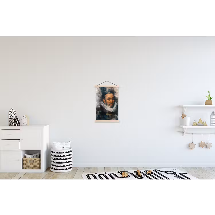 Willem van Oranje - Adriaen Thomasz - Krant textielposter latten blank klein -kinderkamer