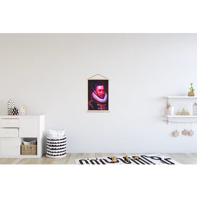Willem van Oranje - Adriaen Thomasz - Oude meesters textielposter latten blank klein -kinderkamer