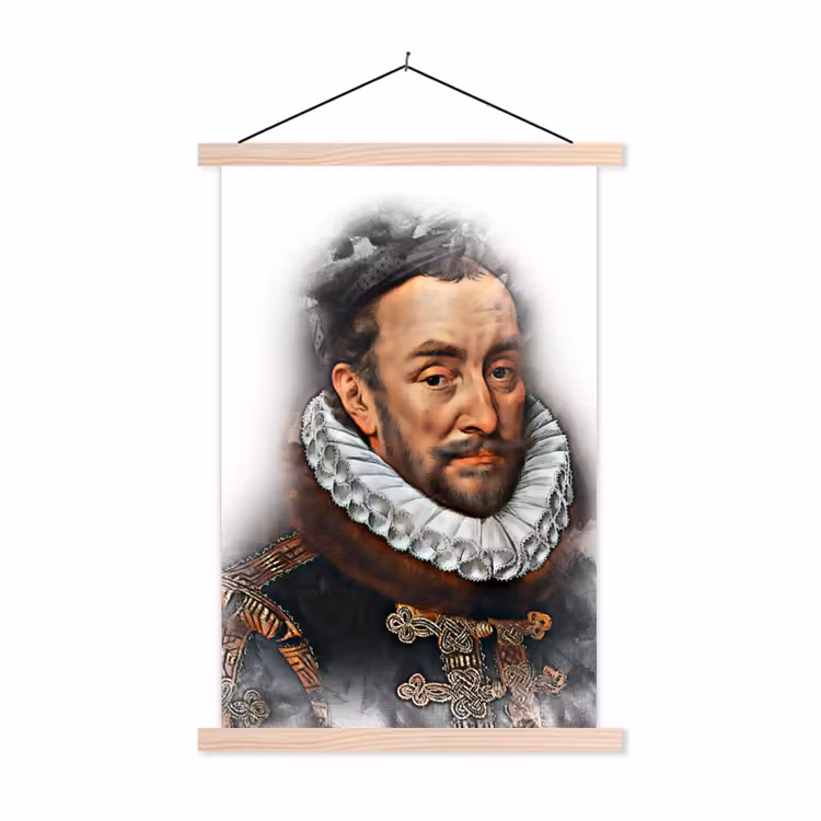 Willem van Oranje - Adriaen Thomasz - Rook textielposter latten blank klein -3d