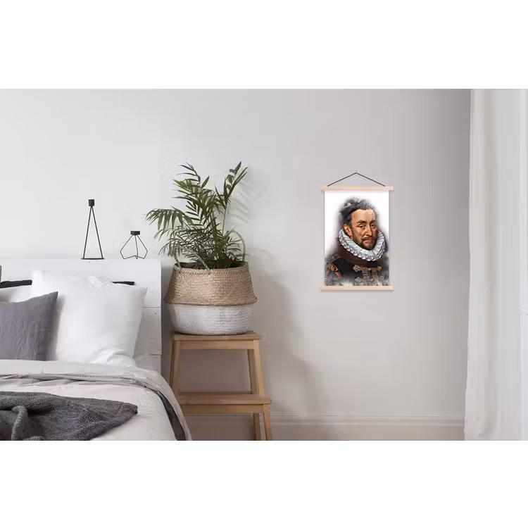 Willem van Oranje - Adriaen Thomasz - Rook textielposter latten blank klein -woonkamer