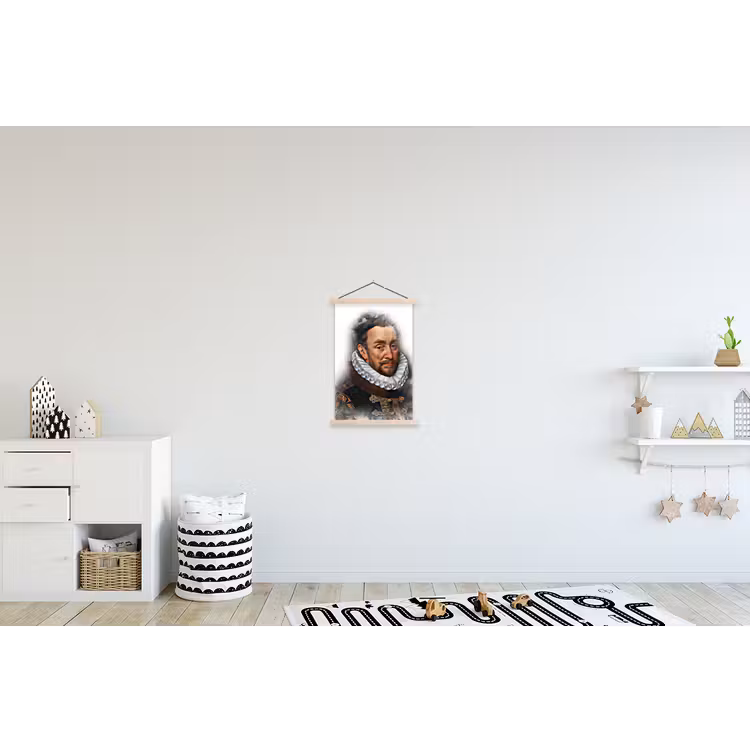 Willem van Oranje - Adriaen Thomasz - Rook textielposter latten blank klein -kinderkamer