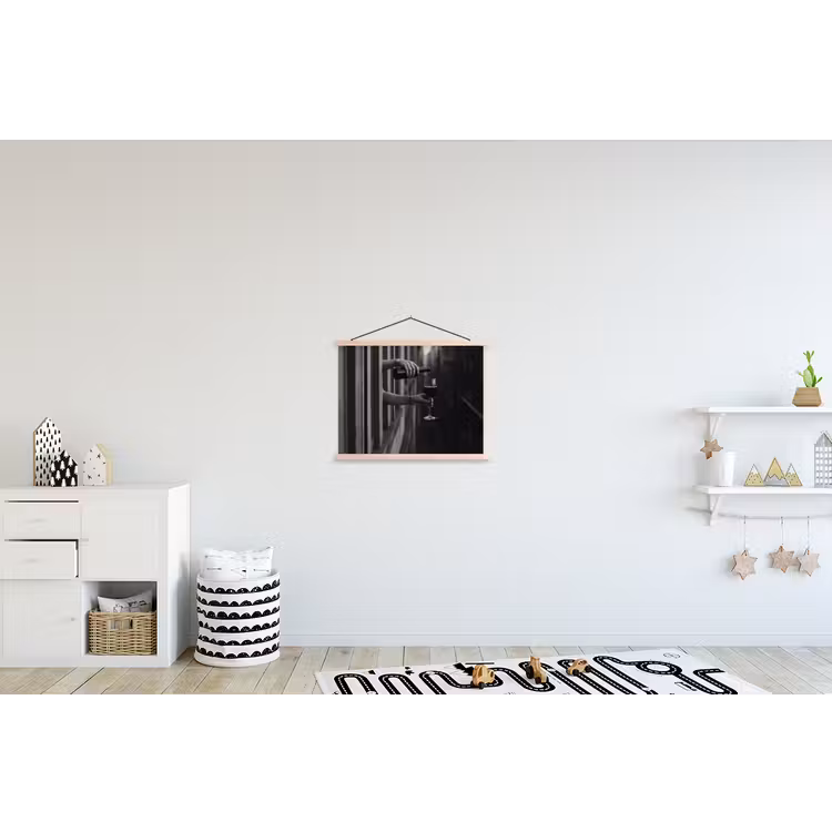 Wijnfles - Glas - Handen - Raam textielposter latten blank klein -kinderkamer
