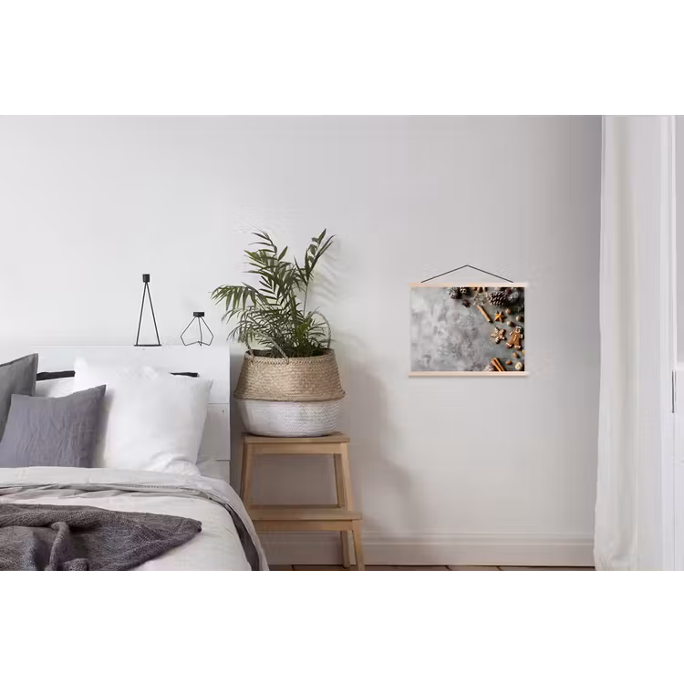 Winter - Kerst - Beton - Dennenappels textielposter latten blank klein -woonkamer