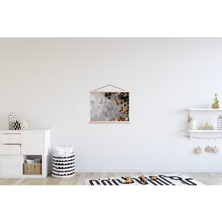 Winter - Kerst - Beton - Dennenappels textielposter latten blank klein -kinderkamer