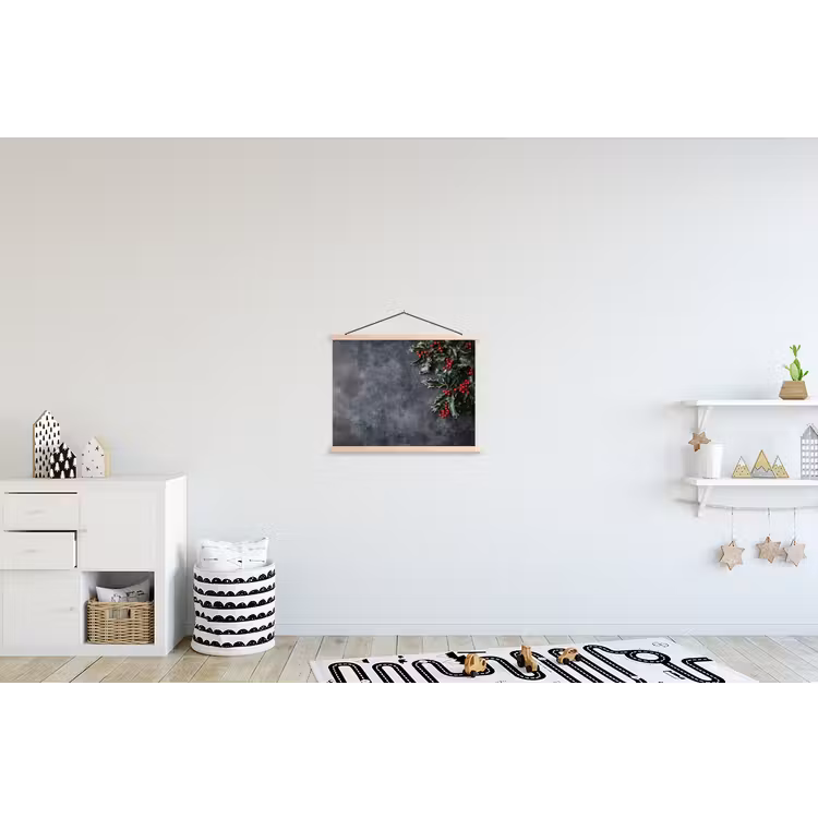 Winter - Hulst - Kerst - Beton textielposter latten blank klein -kinderkamer