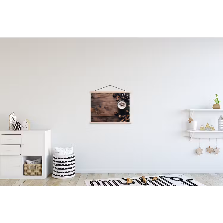Winter - Houtlook - Stilleven textielposter latten blank klein -kinderkamer