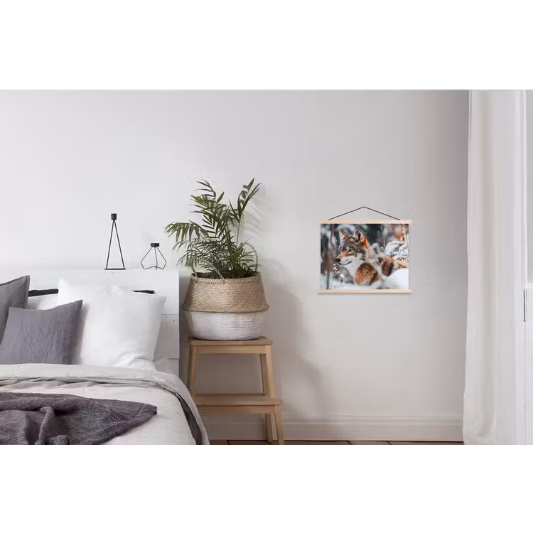 Wolf - Sneeuw - Winter - Dieren - Natuur - Sneeuw textielposter latten blank klein -woonkamer