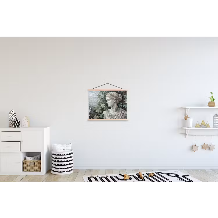 Vrouw - Klassiek - Mozaiëk - Natuur - Groen textielposter latten blank klein -kinderkamer