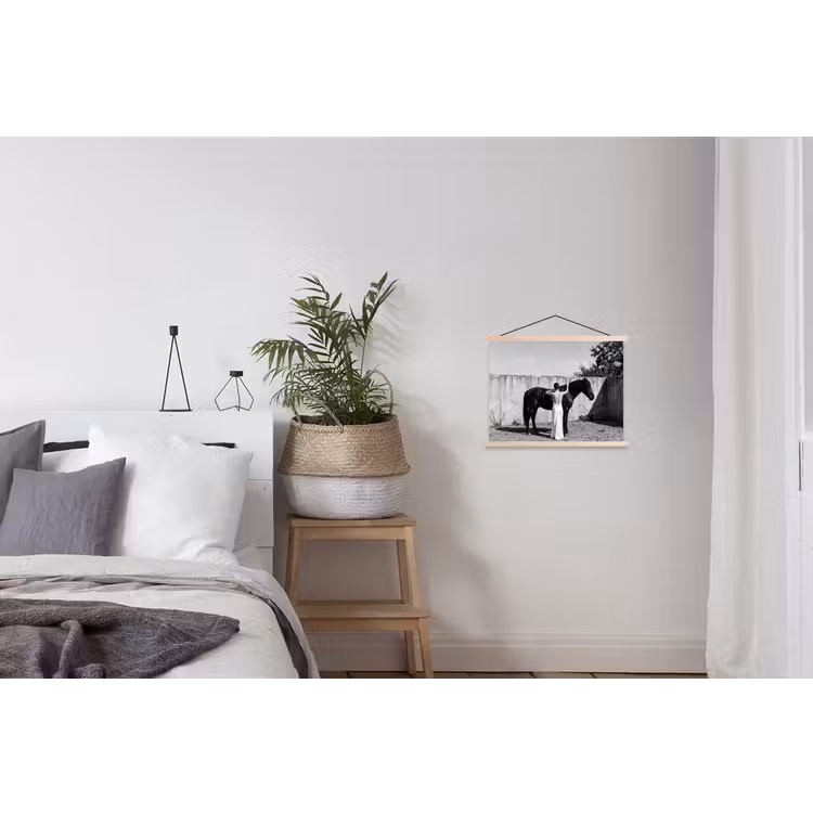 Vrouw - Paard - Artistiek textielposter latten blank klein -woonkamer