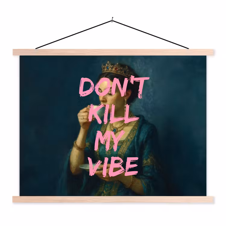 Vrouw - Portret - Kroon textielposter latten blank klein -3d