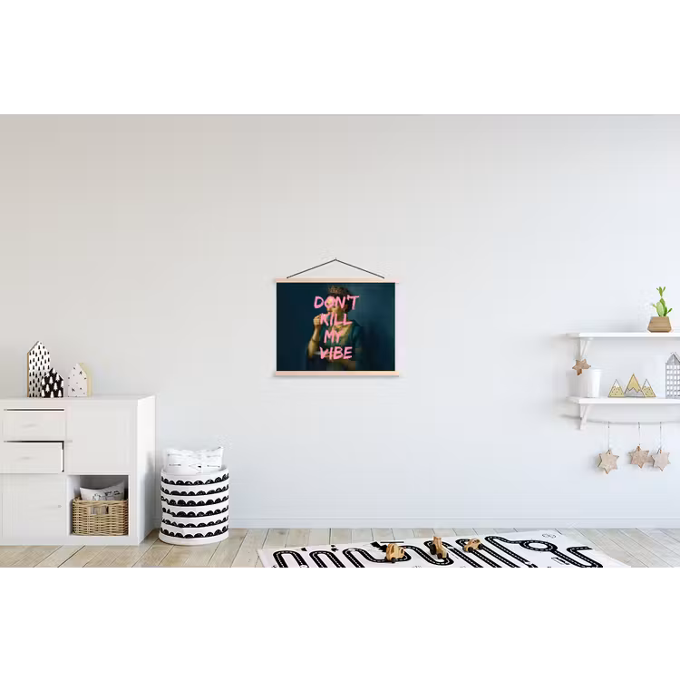 Vrouw - Portret - Kroon textielposter latten blank klein -kinderkamer