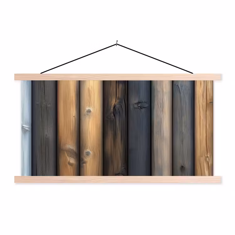 Hout - Planken - Gemengd textielposter latten blank klein -3d