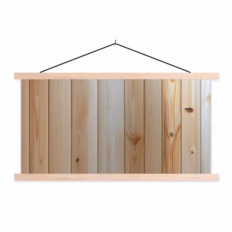 Hout - Planken - Licht textielposter latten blank klein -3d