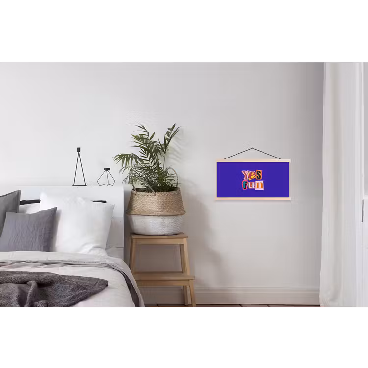 Yes fun - Kleurrijk - Collage-stijl textielposter latten blank klein -woonkamer