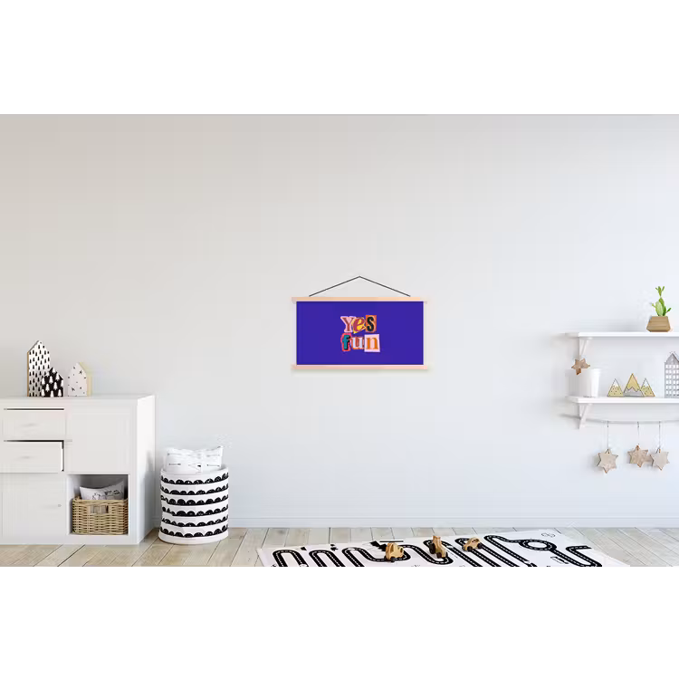 Yes fun - Kleurrijk - Collage-stijl textielposter latten blank klein -kinderkamer