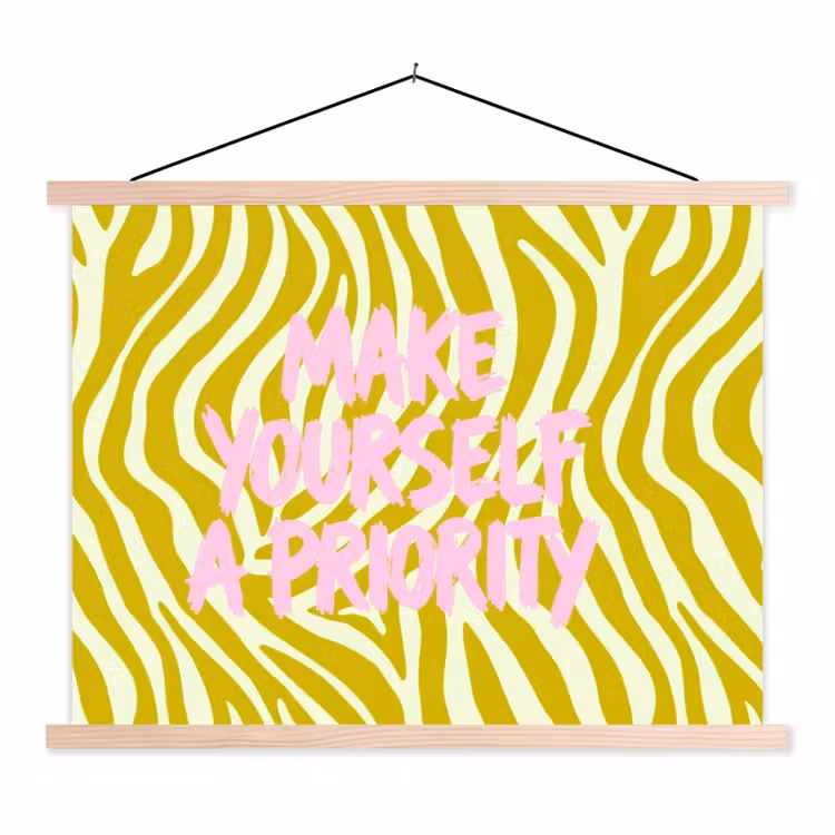 Zebraprint - Priority - Roze textielposter latten blank klein -3d
