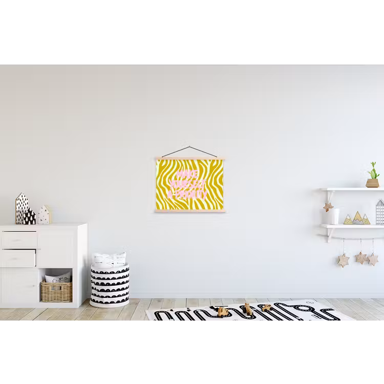 Zebraprint - Priority - Roze textielposter latten blank klein -kinderkamer
