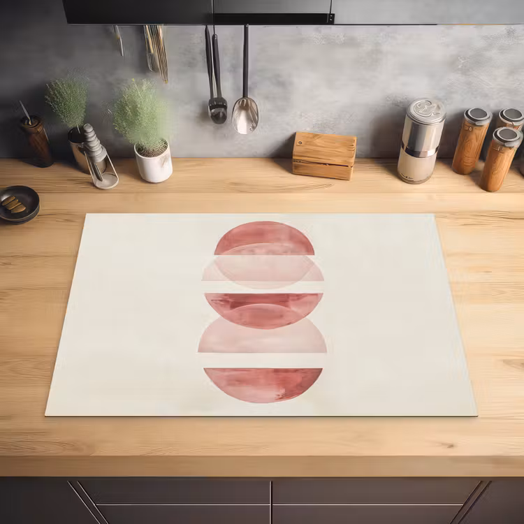 Minimalistisch - Cirkels - Roze Inductie beschermer vinyl 3mm klein -sfeer5