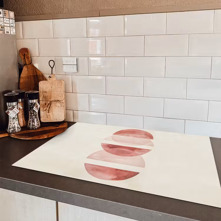 Minimalistisch - Cirkels - Roze Inductie beschermer vinyl 3mm klein -sfeer3