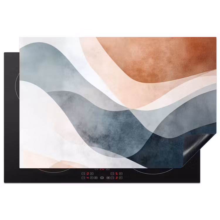 Abstract - Golven - Blauw Inductie beschermer vinyl 3mm klein -3d