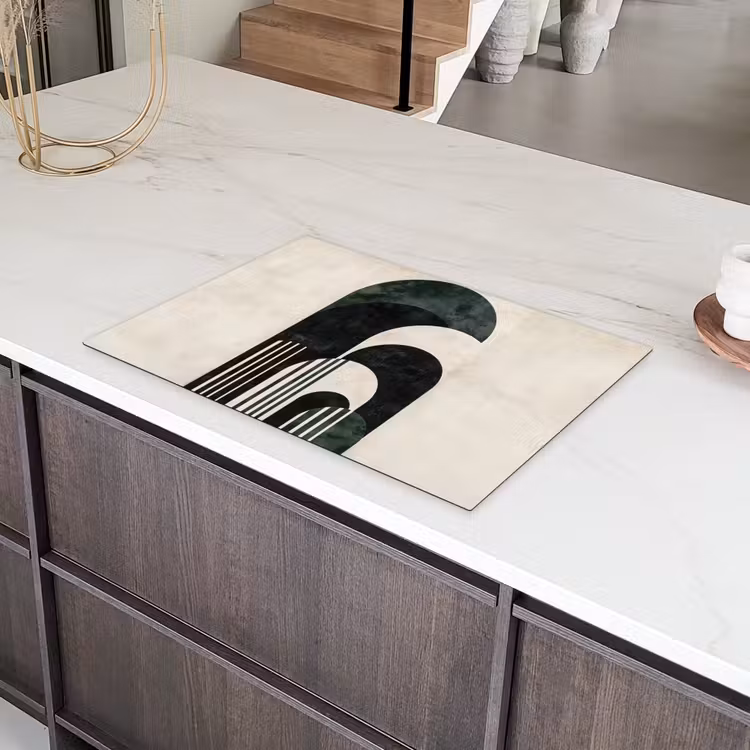 Bogen - Donkergroen - Lijnen Inductie beschermer vinyl 3mm klein -sfeer8