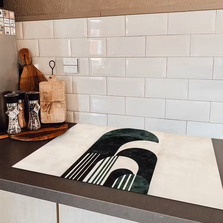 Bogen - Donkergroen - Lijnen Inductie beschermer vinyl 3mm klein -sfeer3