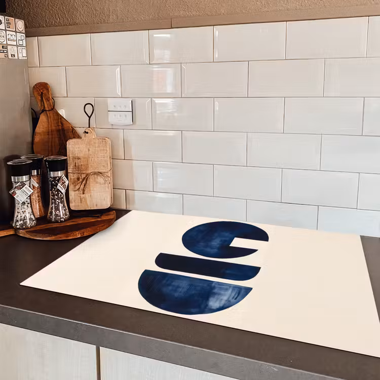 Vormen - Blauw - Abstract Inductie beschermer vinyl 3mm klein -sfeer3