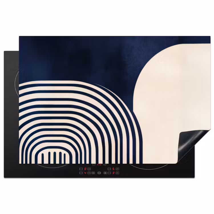 Donkerblauw - Abstract - Lijnen Inductie beschermer vinyl 3mm klein -3d