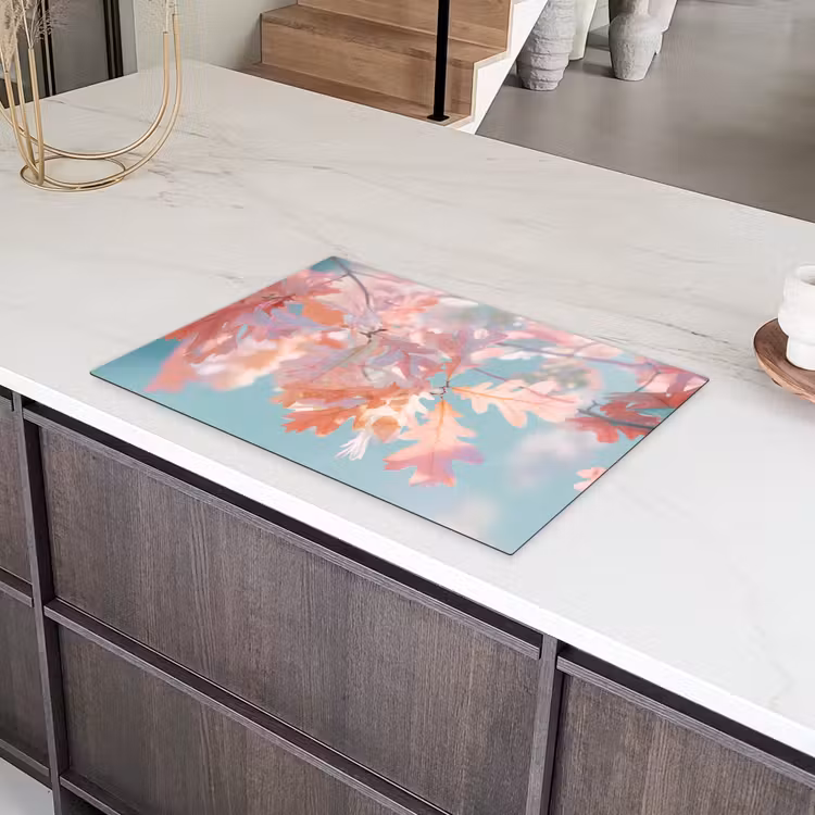 Eikenbladeren - Takken - Roze Inductie beschermer vinyl 3mm klein -sfeer8