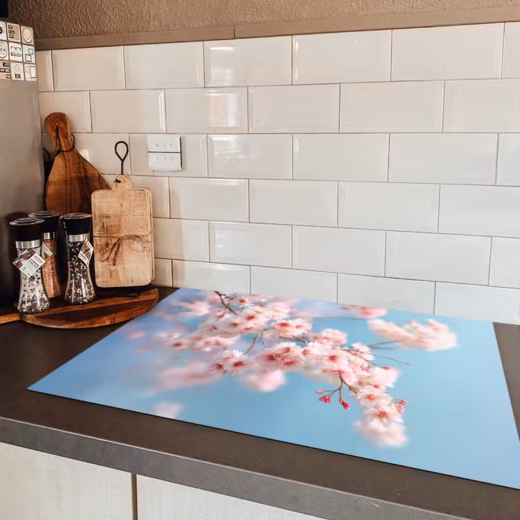 Takken - Bloesems - Roze Inductie beschermer vinyl 3mm klein -sfeer3