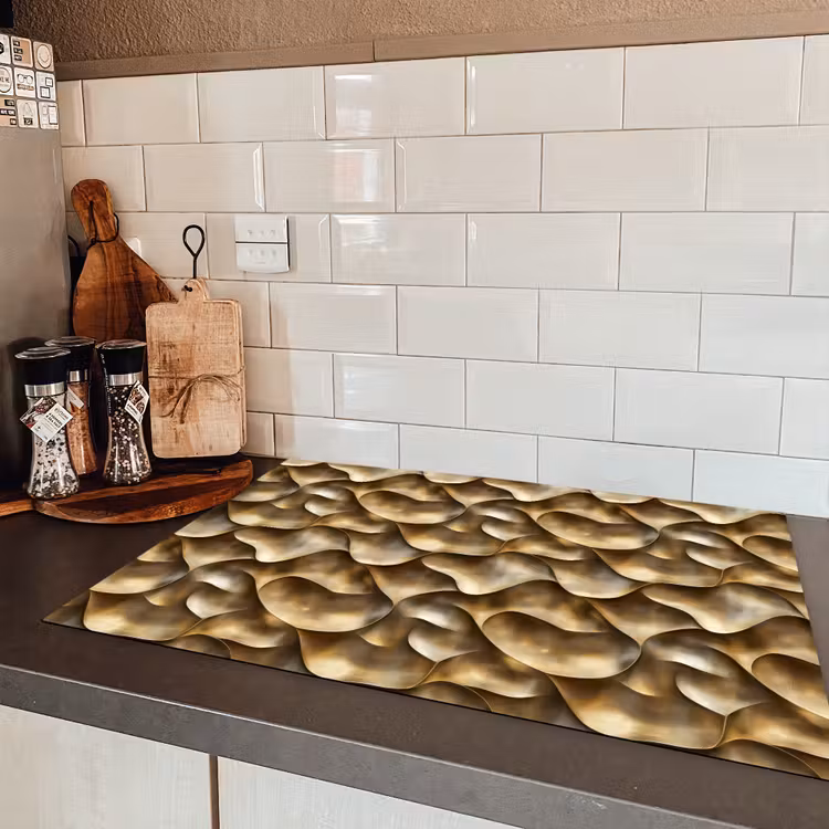 Abstract - Antiek - Goud Inductie beschermer vinyl 3mm klein 276 -sfeer3