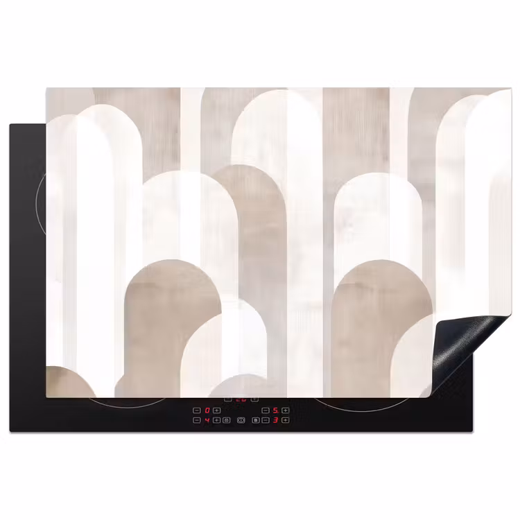 Abstracte bogen - Modern - Beige Inductie beschermer vinyl 3mm klein -3d