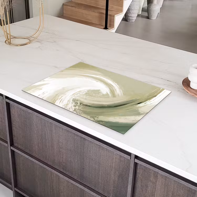 Abstract - Penseelstreken - Golven - Groen Inductie beschermer vinyl 3mm klein -sfeer8