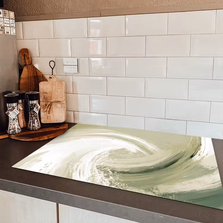 Abstract - Penseelstreken - Golven - Groen Inductie beschermer vinyl 3mm klein -sfeer3