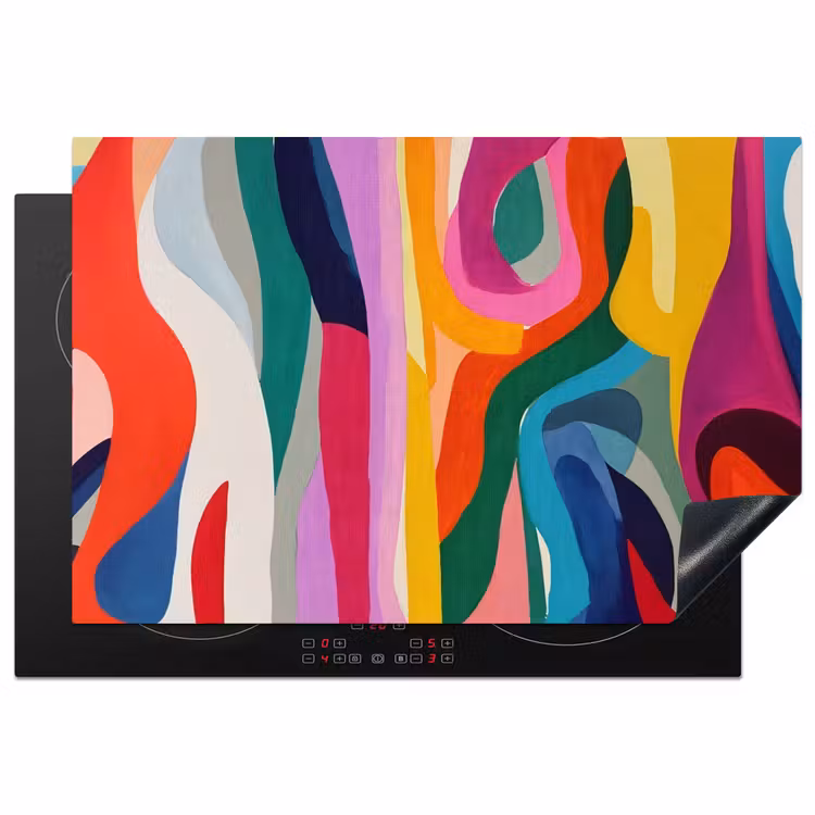 Abstract - Kleurrijk - Golven - Lijnen Inductie beschermer vinyl 3mm klein -3d