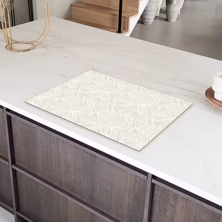 Abstract - Ruiten - Beige Inductie beschermer vinyl 3mm klein 276 -sfeer8