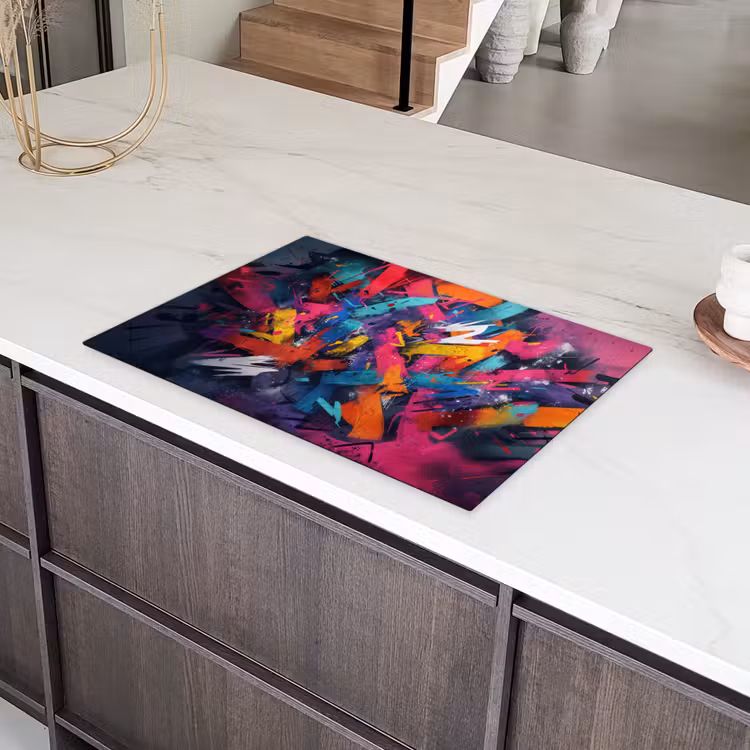 Abstract - Explosie - Neonkleuren Inductie beschermer vinyl 3mm klein -sfeer8