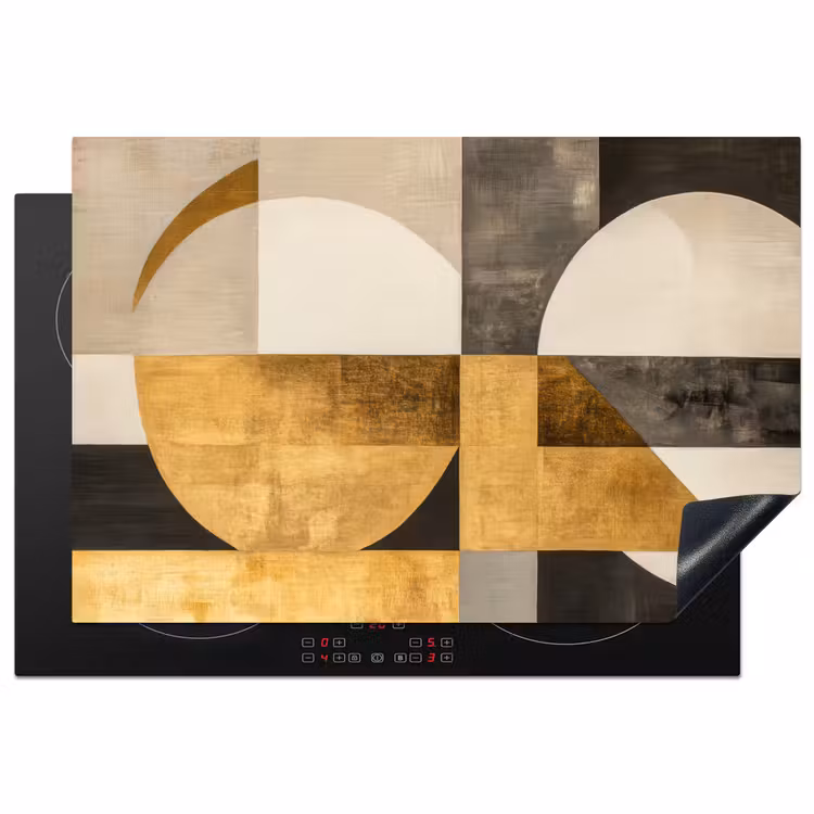 Abstract - Goud - Grijs - Vormen - Geometrisch Inductie beschermer vinyl 3mm klein -3d