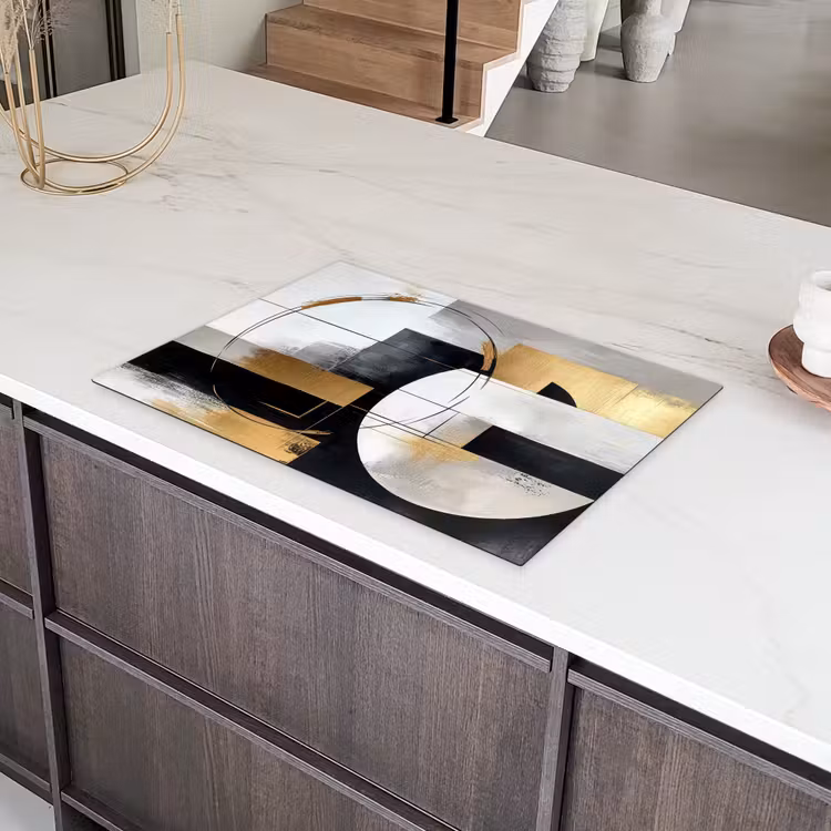Abstract - Goud - Zilver - Vormen - Aesthetic Inductie beschermer vinyl 3mm klein -sfeer8
