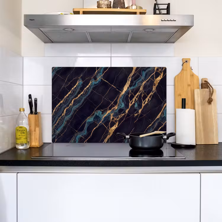 Abstract - Gouden lijnen - Kunst - Modern - Zwart Inductie beschemer met haakjes klein -sfeer2
