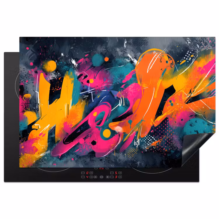 Abstract - Graffiti - Kleurrijk - Verfspatten Inductie beschermer vinyl 3mm klein -3d