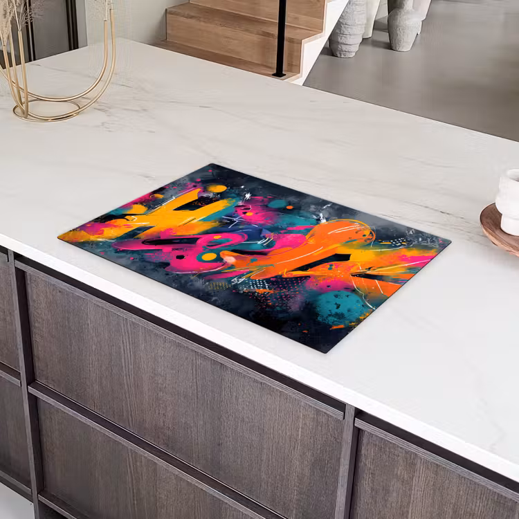 Abstract - Graffiti - Kleurrijk - Verfspatten Inductie beschermer vinyl 3mm klein -sfeer8