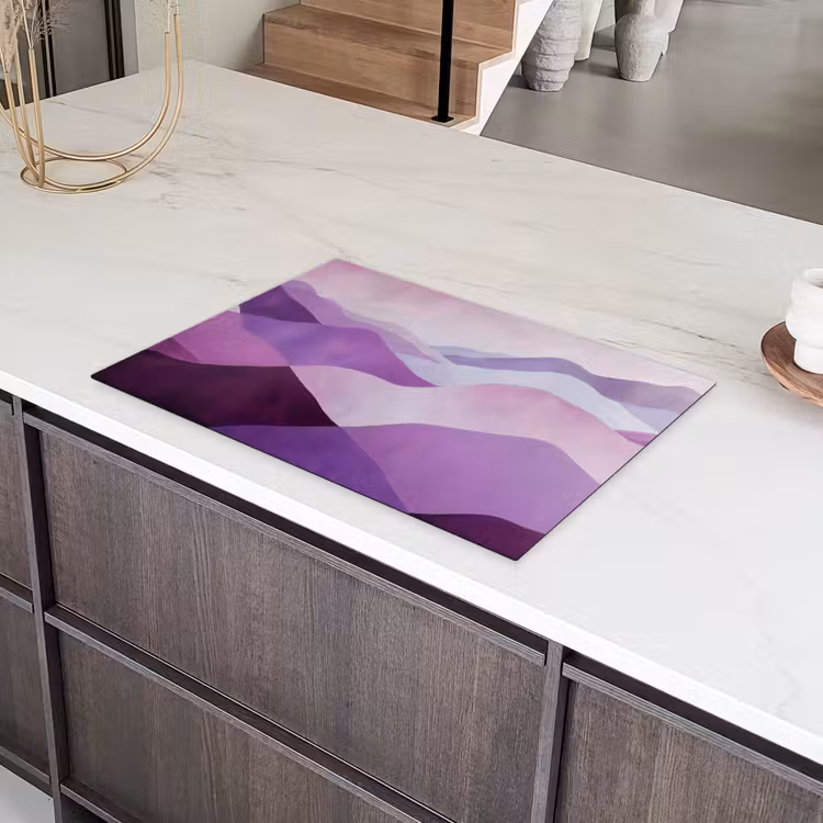 Abstract - Heuvels - Landschap - Paars Inductie beschermer vinyl 3mm klein -sfeer8