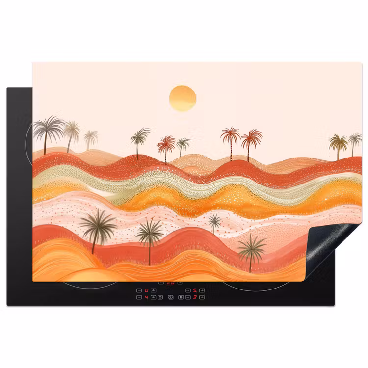 Abstract landschap - Palmbomen - Kleurrijk Inductie beschermer vinyl 3mm klein -3d