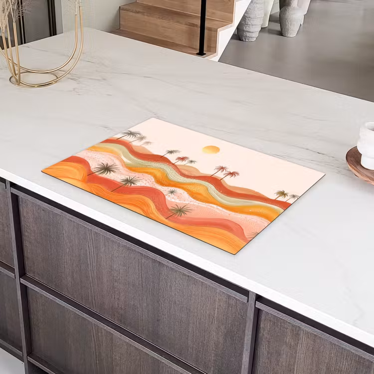 Abstract landschap - Palmbomen - Kleurrijk Inductie beschermer vinyl 3mm klein -sfeer8